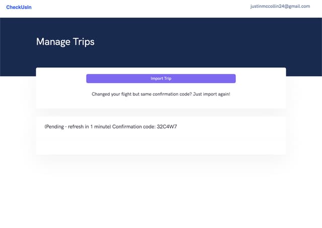 CheckUsIn trips page