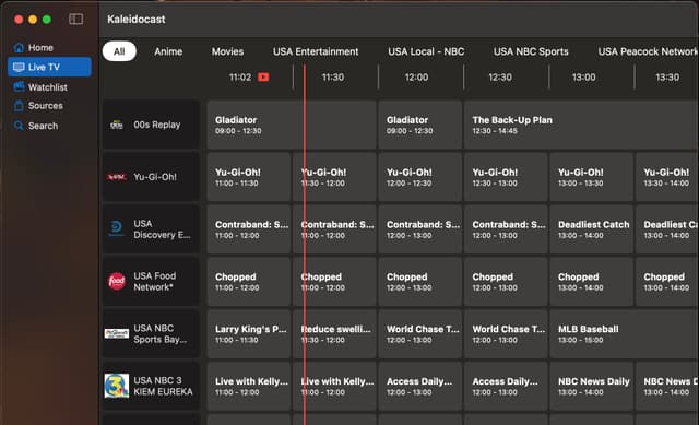 Kaleidocast macOS live TV guide