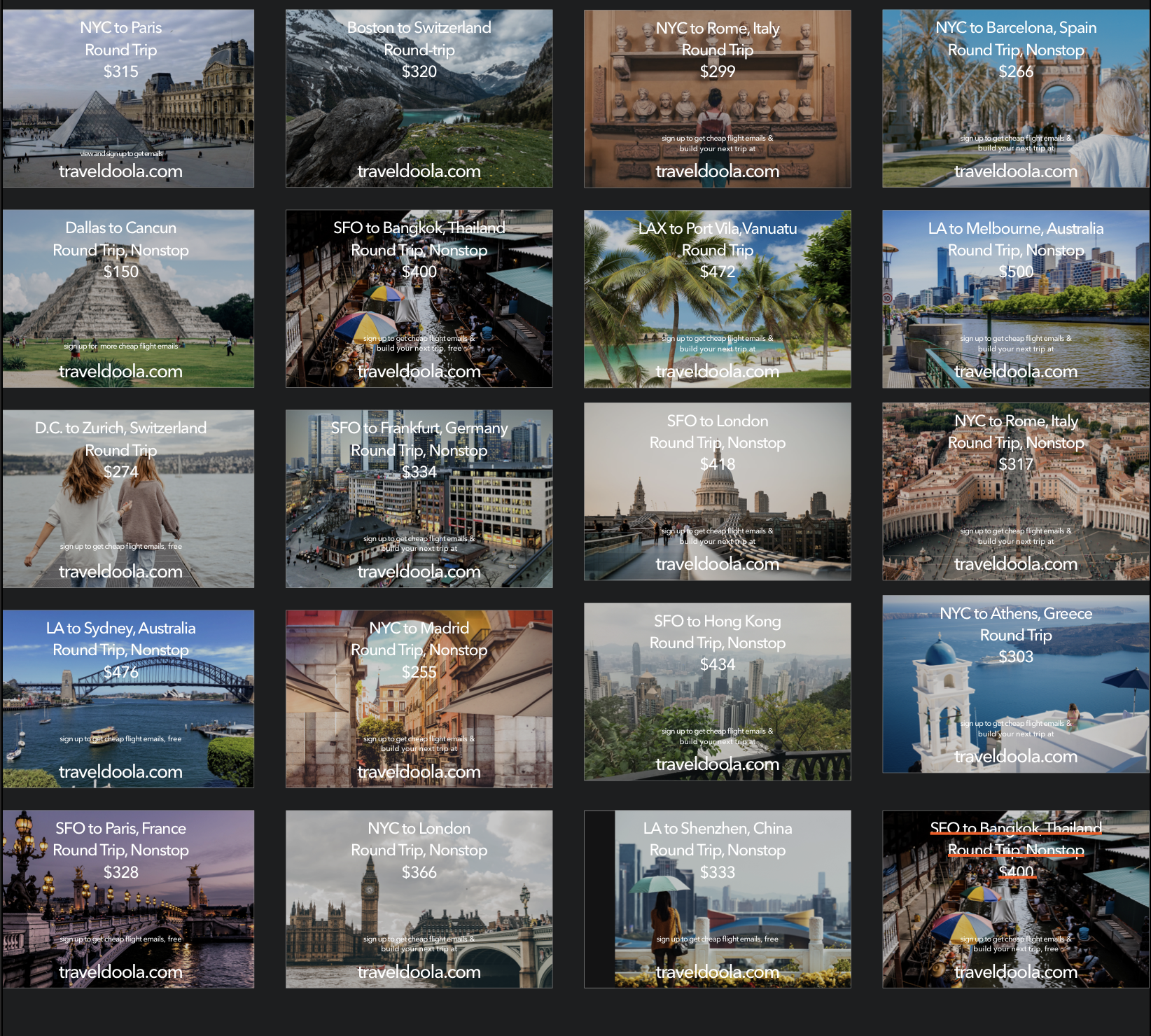 Traveldoola social media creative designs
